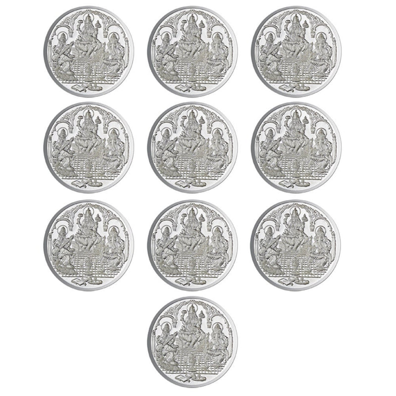 Ganesh Lakshmi Saraswati Coin In Pure 999 Silver 5 Grams Beautiful Design For Gifting And Religious Purpose in India, UK, USA, All Country