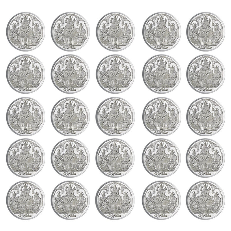 Ganesh Lakshmi Saraswati Coin In Pure 999 Silver 5 Grams Beautiful Design For Gifting And Religious Purpose in India, UK, USA, All Country