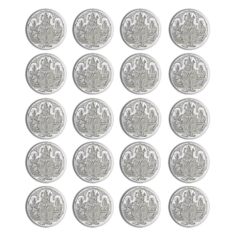 Ganesh Lakshmi Saraswati Coin In Pure 999 Silver 5 Grams Beautiful Design For Gifting And Religious Purpose in India, UK, USA, All Country