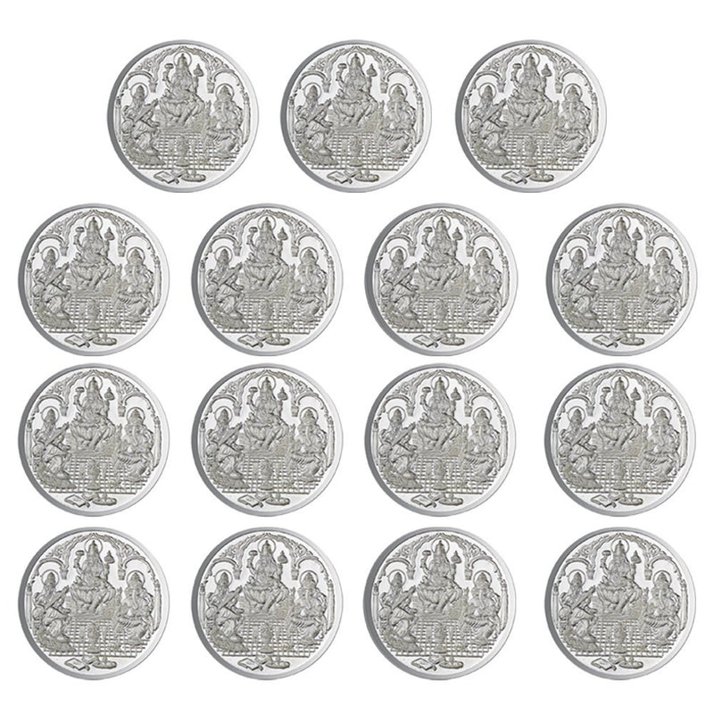 Ganesh Lakshmi Saraswati Coin In Pure 999 Silver 5 Grams Beautiful Design For Gifting And Religious Purpose in India, UK, USA, All Country