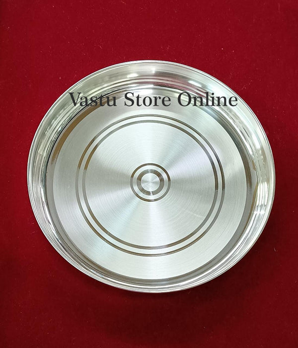 999 Fine Pure Silver Handmade solid Plan Thali, Plate/ Tray for Meal, Pooja - 11 Inch approx 475+ gram approx in India, UK, USA, All Country