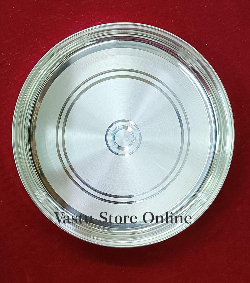 999 Fine Pure Silver Handmade solid Plan Thali, Plate/ Tray for Prasad, baby food - 9 Inch approx 250+ gram approx in India, UK, USA, All Country
