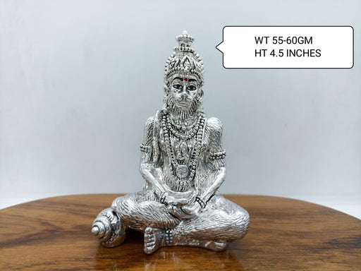 999 Fine Silver Hollow Lord Hanuman Small Statue, best for Puja in India, UK, USA, All Country