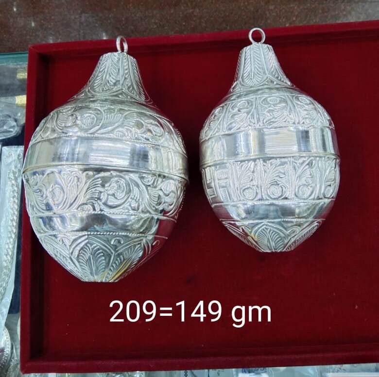 Silver Made Shrifal Naryal for Gifting or Home Usage Purpose, Silver Article for Gifting - 149 gram and 209 Gram Approx in India, UK, USA, All Country
