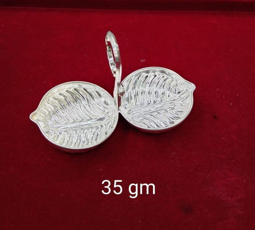 Pure Silver Leaf Design Haldi/Kumkum for Person usage, Sindoor/Haldi Kumkum Pooja Items for Home, Return Gift for Wedding and Housewarming in India, UK, USA, All Country