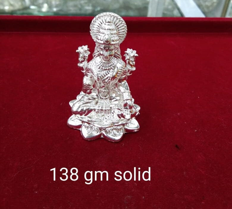 Annapurna Devi Idol on Lotus in Pure 925 Silver / Goddess Anna poorna Idol in Silver Hindu Religion God Idol Sculpture Statue in India, UK, USA, All Country