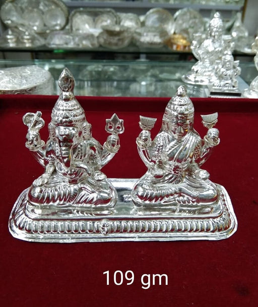 Sterling Silver Hollow from Inside - Laxmi and Ganesh God Idol Design for Worship, Gifting Item Purpose in India, UK, USA, All Country