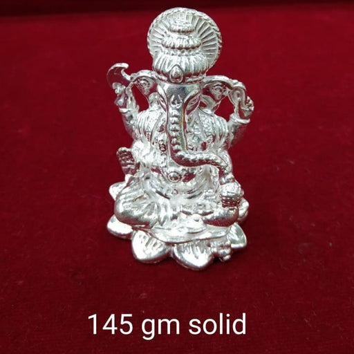 Pure Silver Solid Ganesh Idol on Flower for Pooja, Return Gifts, Vastu Graha Pravesh Gifts for Friend or Family in India, UK, USA, All Country
