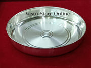 999 Fine Pure Silver Handmade solid Plan Thali, Plate/ Tray for Meal, Pooja - 10 Inch approx 310+ gram approx in India, UK, USA, All Country