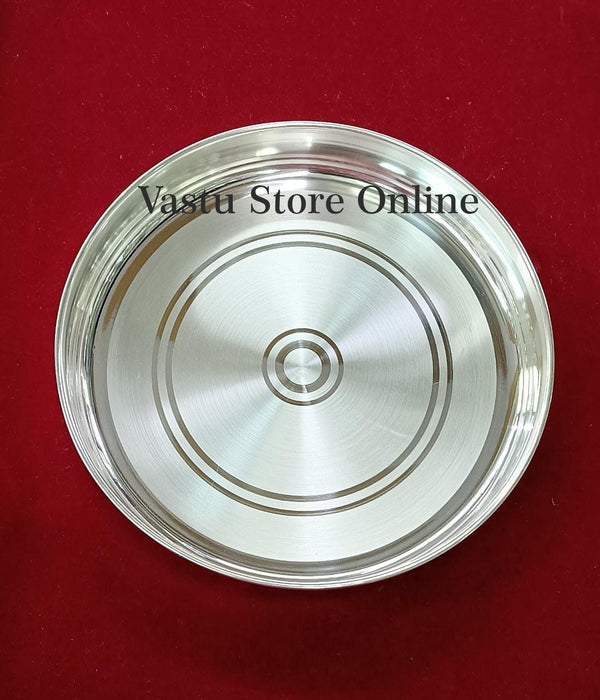 999 Fine Pure Silver Handmade solid Plan Thali, Plate/ Tray for prasad, baby food - 5 Inch approx 50+ gram approx in India, UK, USA, All Country
