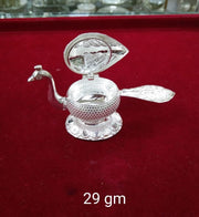 Small Size Sterling Silver Sindoor box, Kumkum Box, Holder/Bowl with Peacock Design for Home Mandir and Gifting, Temple Usage in India, UK, USA, All Country
