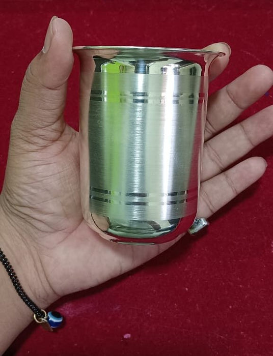 999 Pure silver Glass - milk pattern for Gifting and Personal Usage, Weight : 70 grams Approx in India, UK, USA, All Country