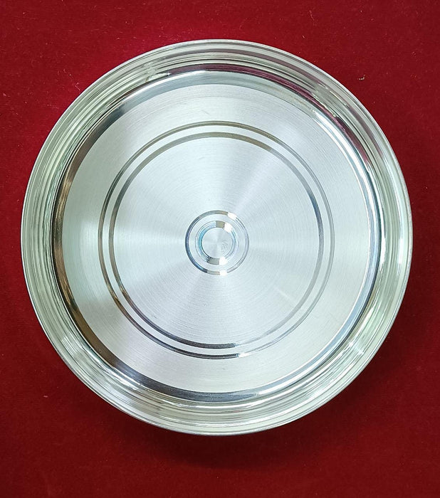 999 Fine Pure Silver Handmade solid Plan Thali, Plate/ Tray for prasad, baby food - 7 Inch approx 150+ gram approx in India, UK, USA, All Country
