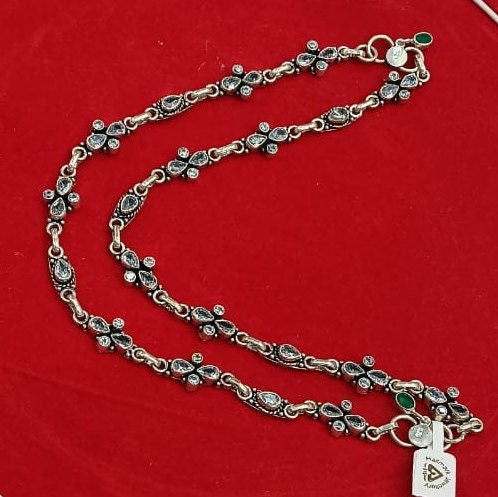 Pure 925 Silver Oxidized Antique Anklet Pair - 50 Gram in India, UK, USA, All Country