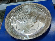 Silver Thali set with Kum Kum Holder, Small Bowl, Designer Diya and insense stick Holder - 180 Gram in India, UK, USA, All Country