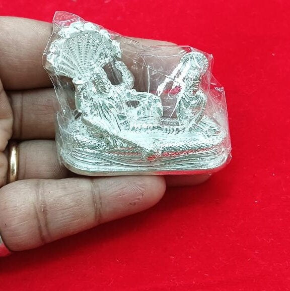 Vishnu Laxmi Idol in Pure 925 Silver / Idol in Silver God Idol Sculpture Statue in India, UK, USA, All Country