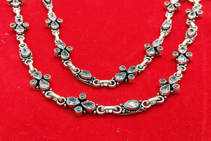 Pure 925 Silver Oxidized Antique Anklet Pair - 50 Gram in India, UK, USA, All Country