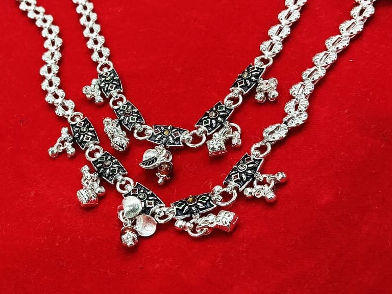 Pure 925 Silver Oxidized Payal Anklet Pair in India, UK, USA, All Country