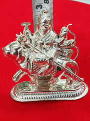 Pure Silver Durga Idol for Home Decor & Gifting, Home Temple Usage of Maa Durga Idol in Pure Silver Small to Medium Size for Vastu and Pooja, Gifting in India, UK, USA, All Country