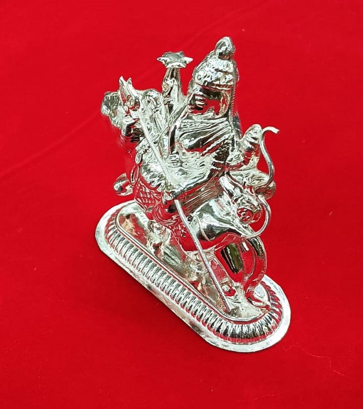 Pure Silver Durga Idol for Home Decor & Gifting, Home Temple Usage of Maa Durga Idol in Pure Silver Small to Medium Size for Vastu and Pooja, Gifting in India, UK, USA, All Country