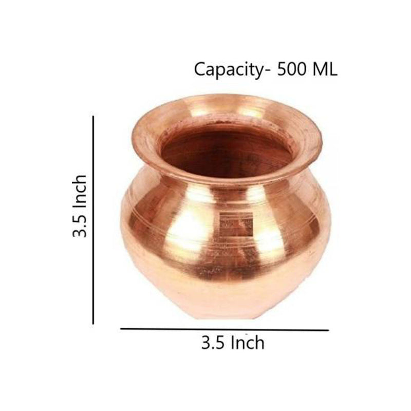 Copper Kalash Lota for Puja patra (3.5 Inch_500ml) Copper Kalash (Height: 3.5 inch, Brown) use for Home Mandir or Drinking in India, UK, USA, All Country