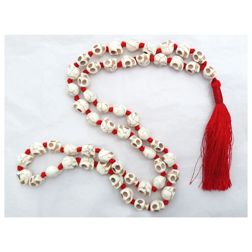 Skull Necklace mala Skull Rosary Bone Mala for Goddess Kali in 54 beads in Red Thread 10mm in India, UK, USA, All Country