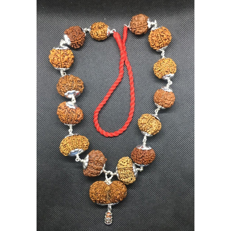 1-14 Mukhi, Ganesh, Gaurishankar Nepali Rudraksha Siddha Mala in Pure Silver, Nepal Origin Collector Size Heavy Quality Beads Lab Certified in India, UK, USA, All Country