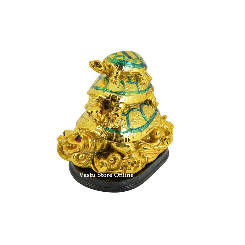Three Generation Turtle / Tortoise ( Golden ) for Feng Shui Remedies in India, UK, USA, All Country
