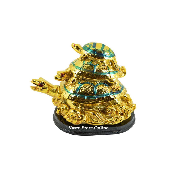 Three Generation Turtle / Tortoise ( Golden ) for Feng Shui Remedies in India, UK, USA, All Country