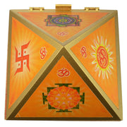 Wooden Pyramid Wish Box with Om Sticker for Reiki and Meditation in India, UK, USA, All Country